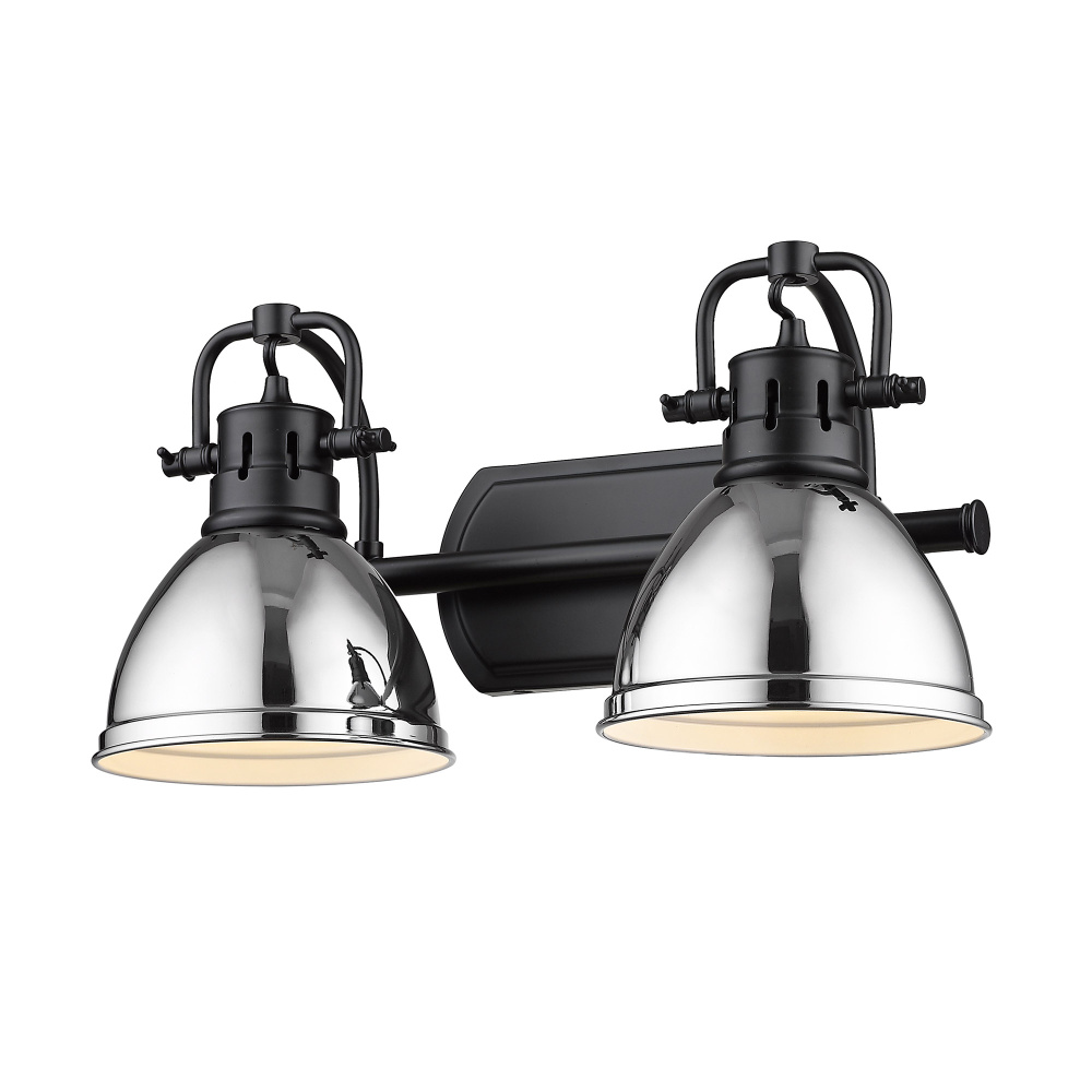 Yep by Golden Lighting Duncan 2-light Vanity in Matte Black and Chrome shade